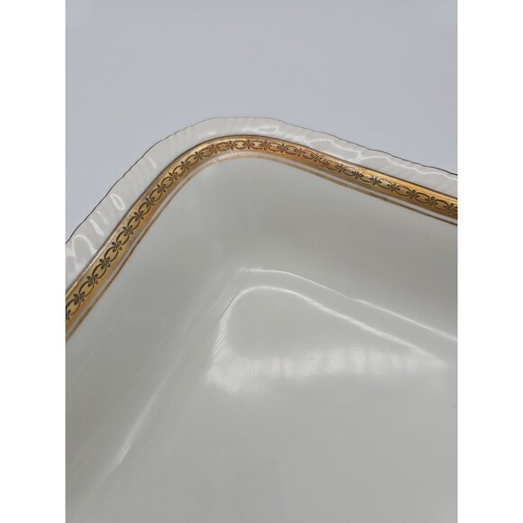 Rorstrand Sweden Small Square Porcelain Bowl #521 Gold Ribbon Pattern 7" - Picture 8 of 8